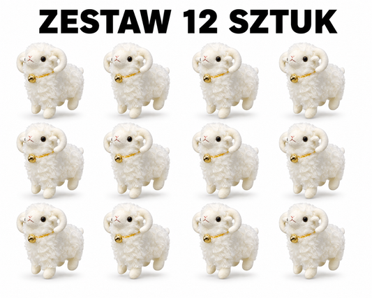 MASKOTKA OWIECZKA ZESTAW 12 sztuk BECZĄCA OWCA BEZ NAPISU BARANEK 25CM E0767 EMAJ