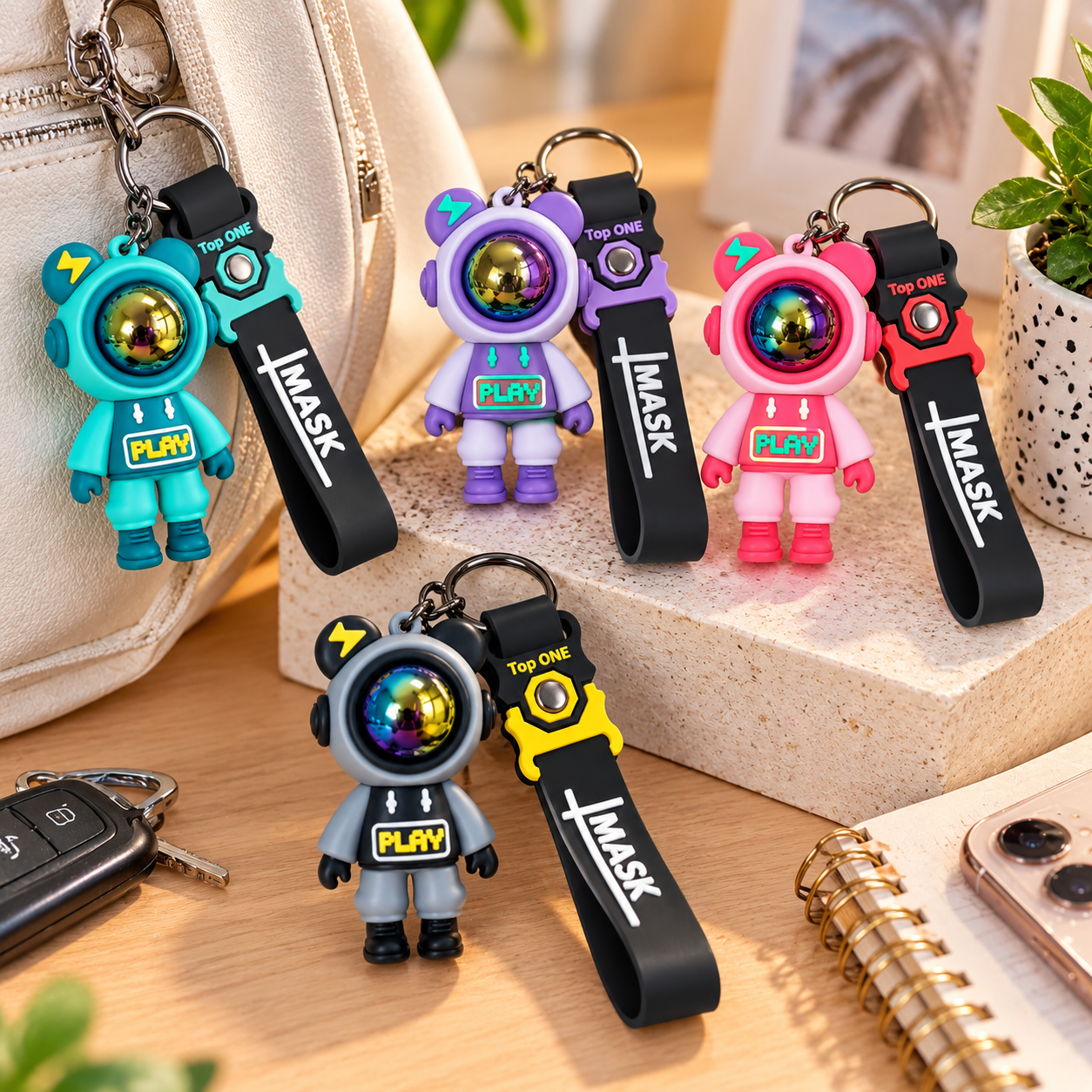 BRELOK GUMOWY KOSMONAUTA BRELOCZEK ASTRONAUTA ZAWIESZKA 6x3cm E2189 EMAJ