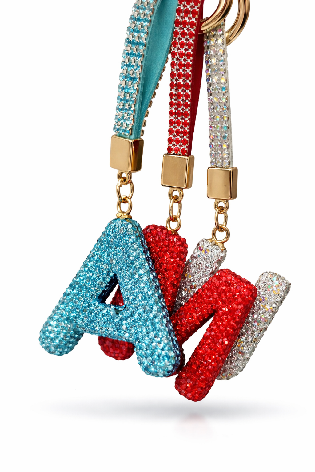 BRELOK LITERKA GLAMOUR CYRKONIE LITERA INICJAŁY MIX KOLORY 14CM E2777 EMAJ