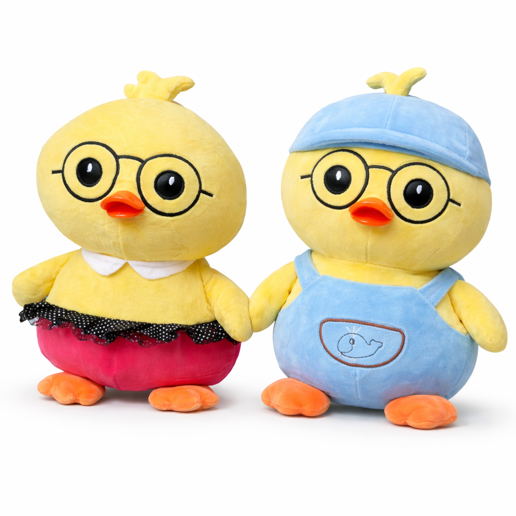 MASKOTKA KURCZAK KACZKA W OKULARACH PLUSZOWA PRZYTULANKA 33CM E2637 EMAJ