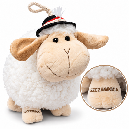MASKOTKA OWIECZKA KULKA 25CM SZCZAWNICA OWCA W GÓRALSKIM KAPELUSZU E2670-K EMAJ