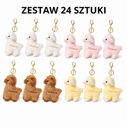BRELOK OWIECZKA  ZESTAW 24 SZTUKI MIX KOLOR LUB BIAŁY Z NAPISEM ZAKOPANE OWCA 12CM E2720 EMAJ