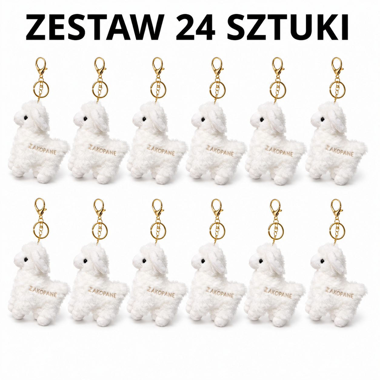 BRELOK OWIECZKA  ZESTAW 24 SZTUKI MIX KOLOR LUB BIAŁY Z NAPISEM ZAKOPANE OWCA 12CM E2720 EMAJ