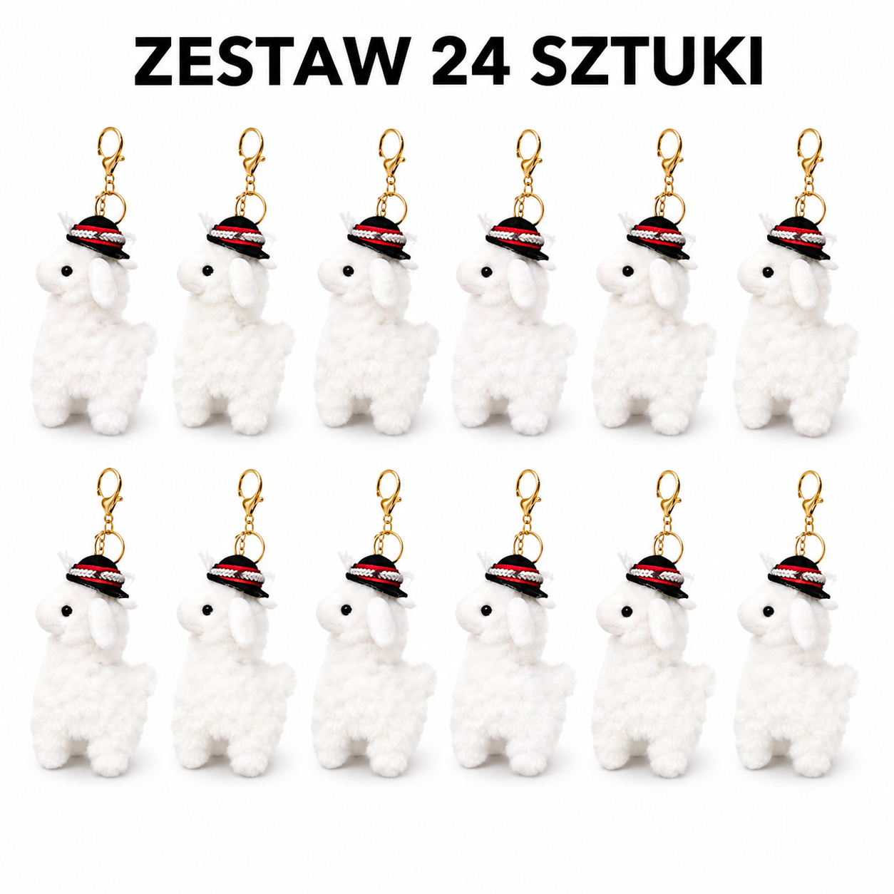 BRELOK PLUSZOWA OWIECZKA W GÓRALSKIM KAPELUSZU ZESTAW 24SZTUKI  BEZ NAPISU E2720-K EMAJ