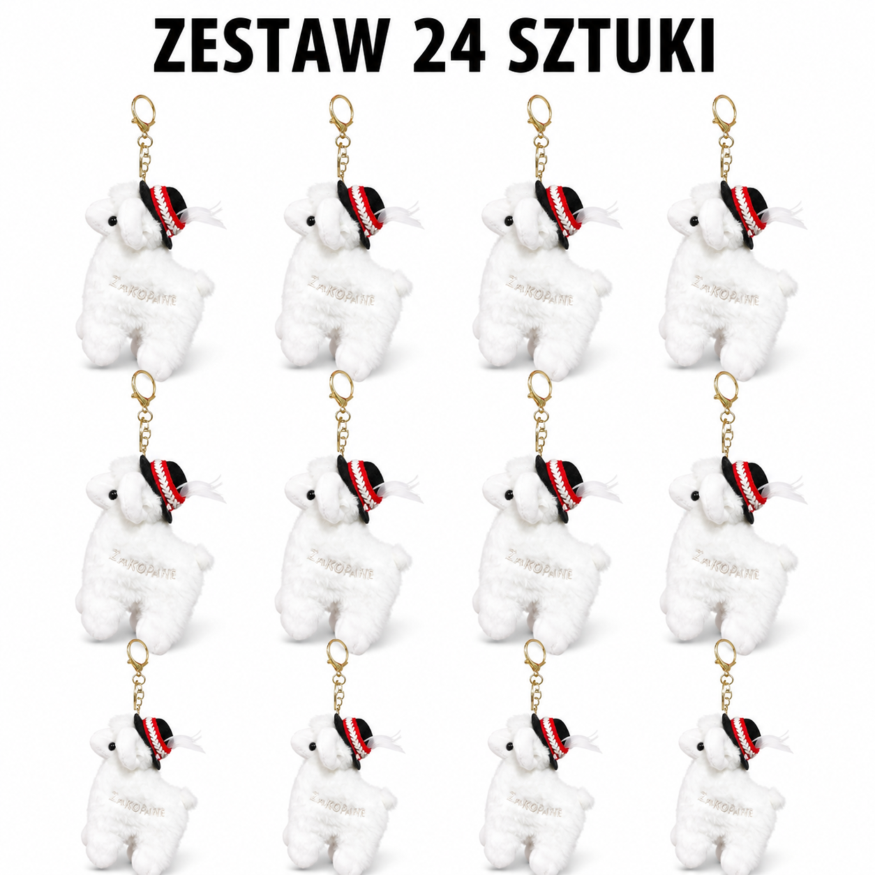 BRELOK PLUSZOWA OWIECZKA W GÓRALSKIM KAPELUSZU ZESTAW 24 SZTUKI  ZAKOPANE E2720-K EMAJ