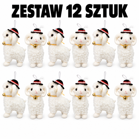 MASKOTKA OWIECZKA W GÓRALSKIM KAPELUSZU– ZESTAW 12 SZTUK  BECZĄCA OWCA BEZ NAPISU 17CM E0766 EMAJ