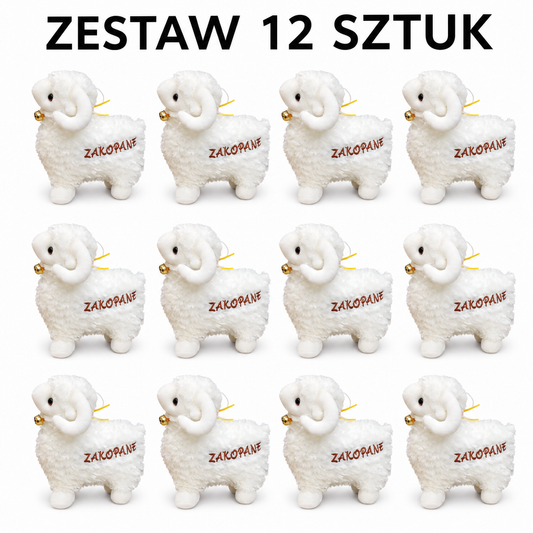 MASKOTKA OWIECZKA ZESTAW 12szt BECZĄCA OWCA ZAKOPANE BARANEK 25CM E0767 EMAJ