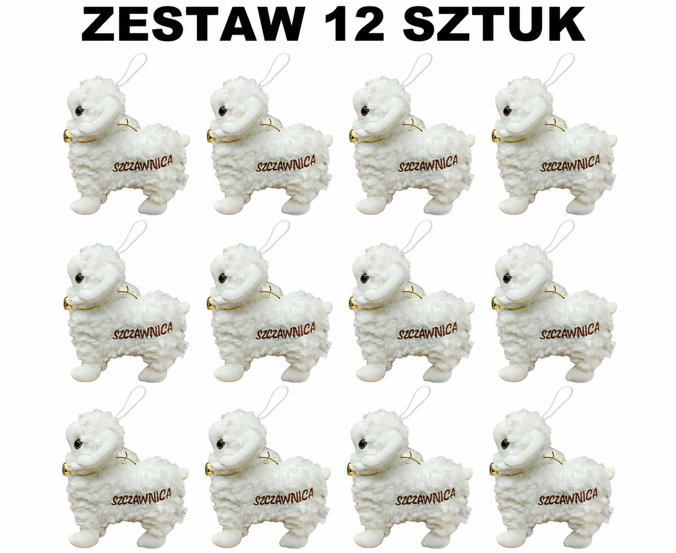 MASKOTKA OWIECZKA ZESTAW 12szt BECZĄCA OWCA SZCZAWNICA BARANEK 25CM E0767 EMAJ