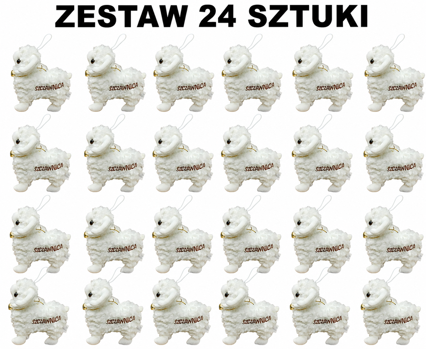 MASKOTKA OWIECZKA ZESTAW 24 SZTUKI BECZĄCA OWCA SZCZAWNICA BARANEK 17 CM E0766 EMAJ