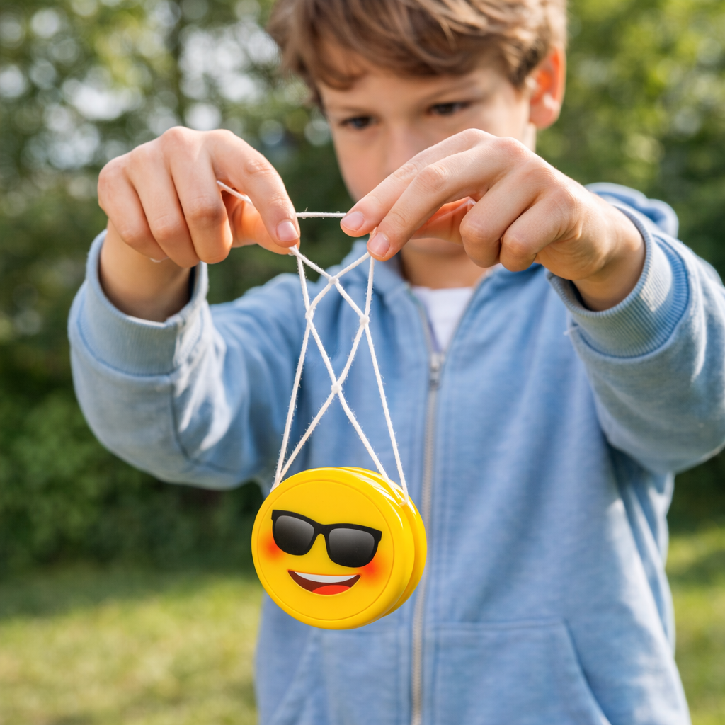 JOJO YOYO ŻÓŁTE EMOJI WESOŁE BUŹKI ŚWIECĄCE SZNUREK E1689 EMAJ