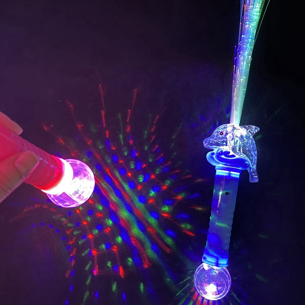 RÓŻDŻKA ŚWIECĄCA LED DELFINEK 3 KOLORY + TRYBY ŚWIATŁA + BATERIE 40cm E2500 EMAJ