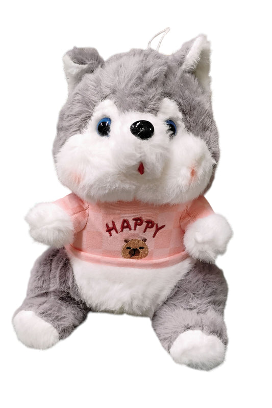 MASKOTKA PRZYTULANKA PIESEK HUSKY HAPPY T-SHIRT 24CM E2631 EMAJ