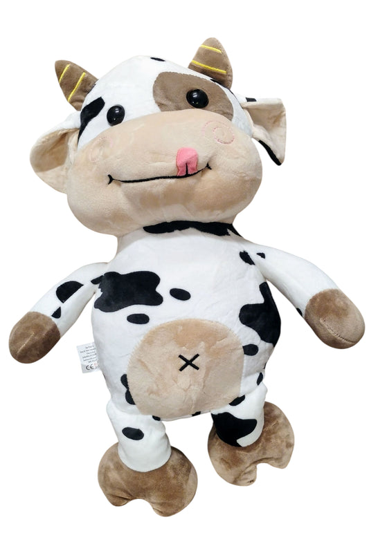 MASKOTKA PLUSZOWA PRZYTULANKA DUŻA KROWA KRÓWKA ŁACIATA 50CM E2629 EMAJ