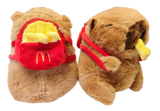 MASKOTKA MIŚ KAPIBARA FRYTKI W PLECAKU PLUSZAK Z WIBRACJAMI 20CM E2649 EMAJ