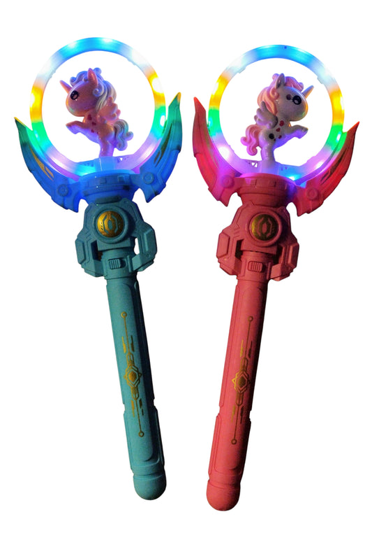 RÓŻDŻKA Z JEDNOROŻCEM EFEKT LED ELECTRIC GLOW OBRÓT MUZYKA 36CM E2603 EMAJ