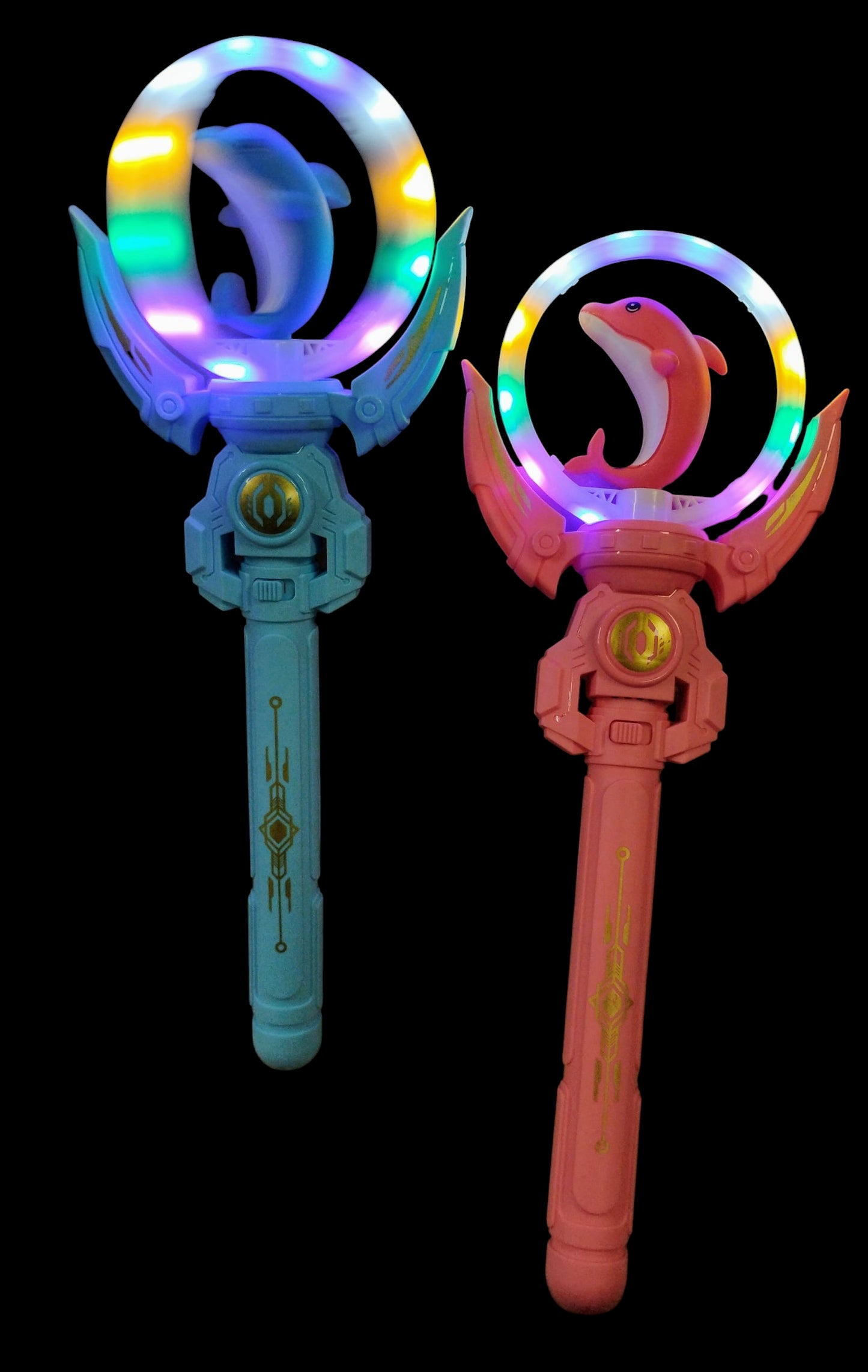 RÓŻDŻKA DELFINEK EFEKT LED ELECTRIC GLOW MUZYKA KRĘCI SIĘ 36CM E2604 EMAJ