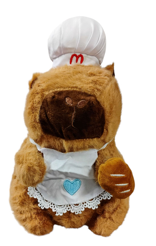 MASKOTKA PLUSZOWA MIŚ KAPIBARA CZAPKA SZEF KUCHNI KUCHARKA 20CM E2648 EMAJ