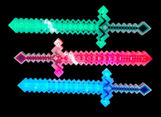 MIECZ ŚWIECĄCY Z DŹWIĘKIEM PIXELE KWADRATY LED 49CM E2609 EMAJ