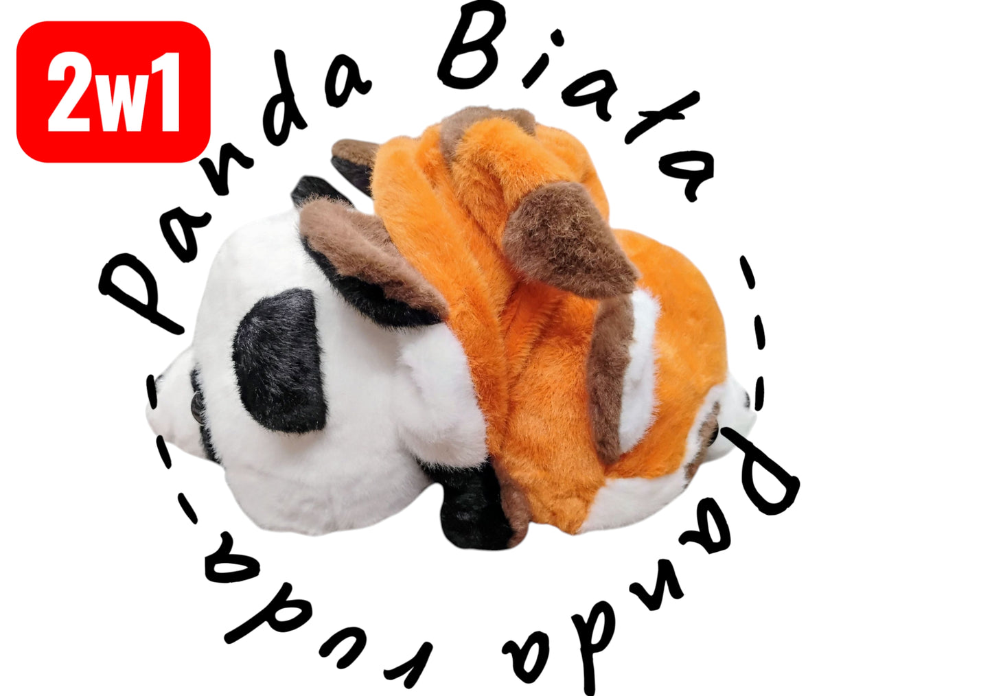 MASKOTKA 2W1 PANDA CZERWONA -DWUSTRONNA ZABAWKA PLUSZOWA 30CM E2664 EMAJ