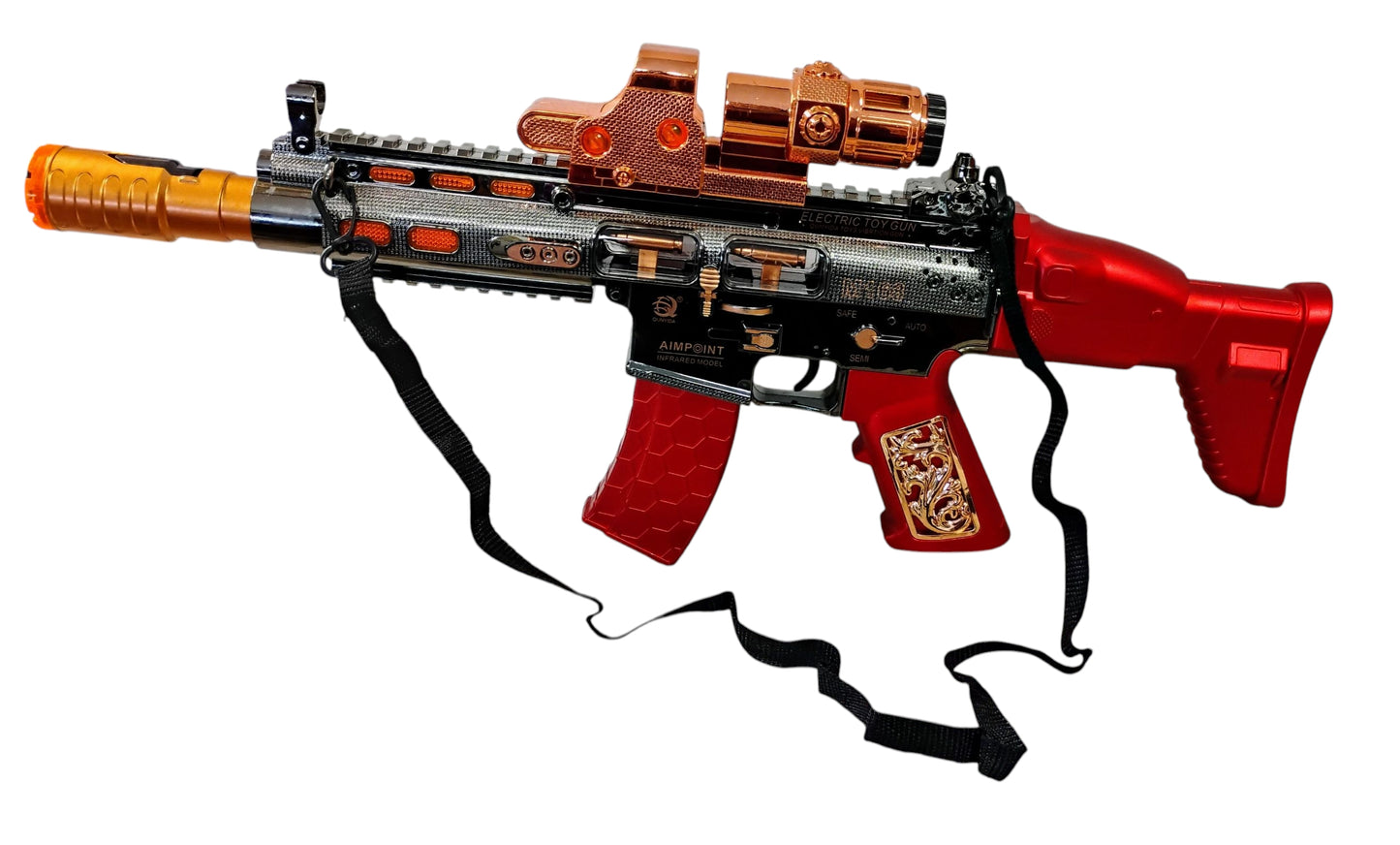 KARABIN MEGA DUŻY PISTOLET 45cm LED DŹWIĘK DYM PARA WODNA E2619 EMAJ