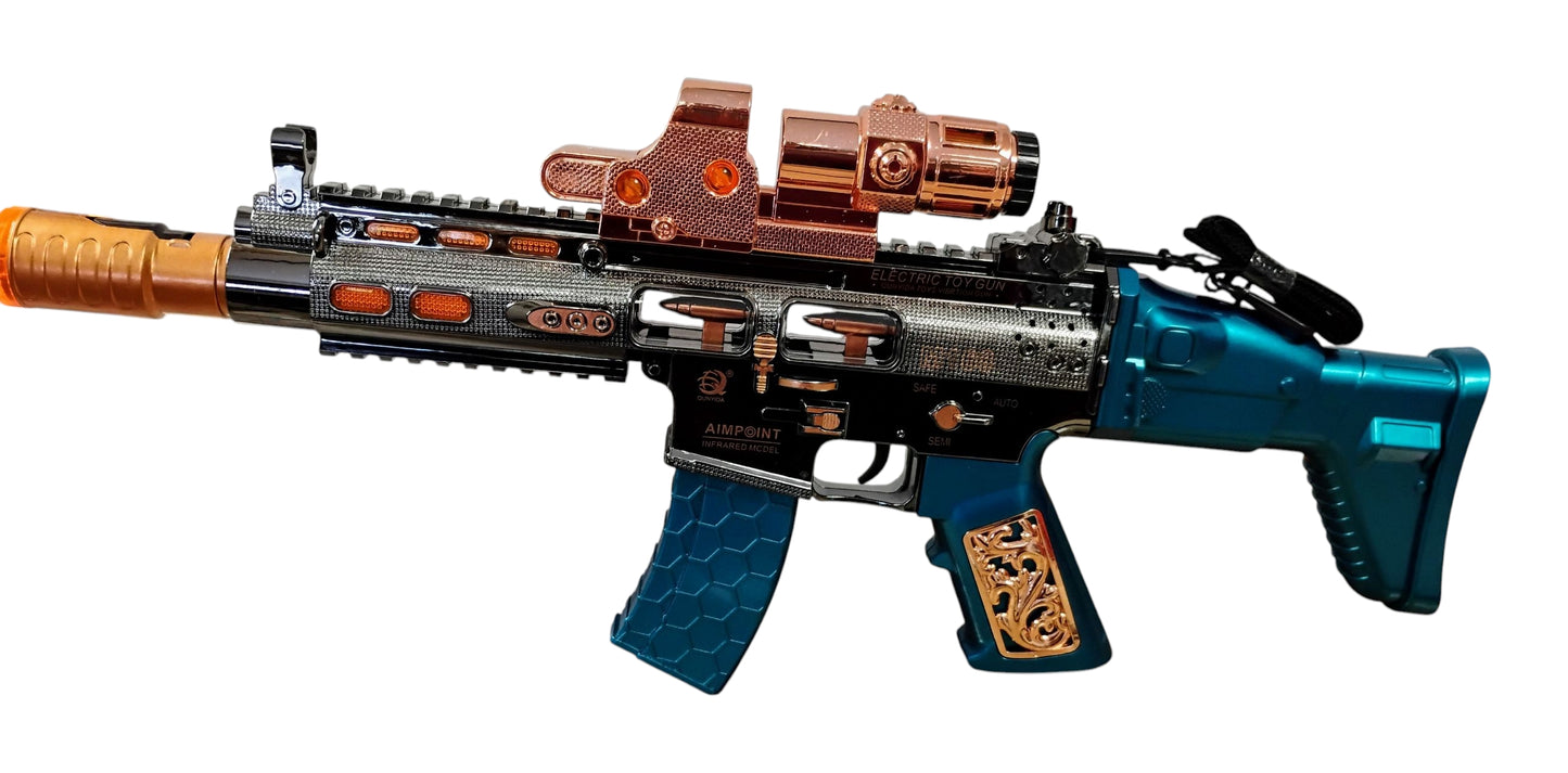 KARABIN MEGA DUŻY PISTOLET 45cm LED DŹWIĘK DYM PARA WODNA E2619 EMAJ