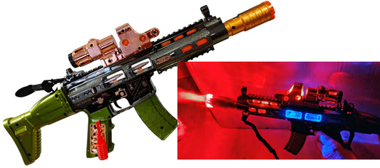 KARABIN MEGA DUŻY PISTOLET 45cm LED DŹWIĘK DYM PARA WODNA E2619 EMAJ