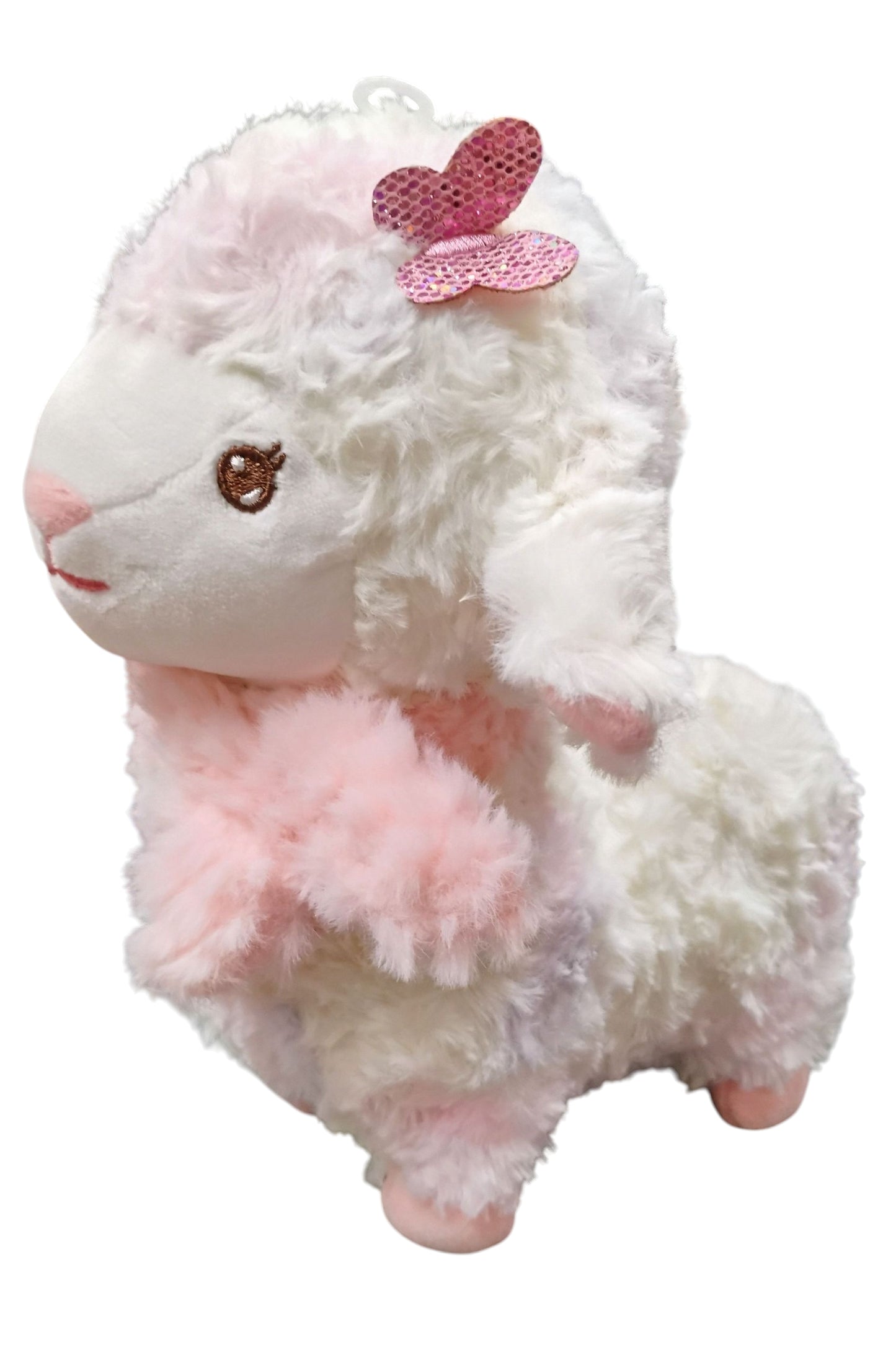 PLUSZOWA OWIECZKA Z MOTYLKIEM PASTELOWA MASKOTKA 22CM NA PREZENT E2731 EMAJ