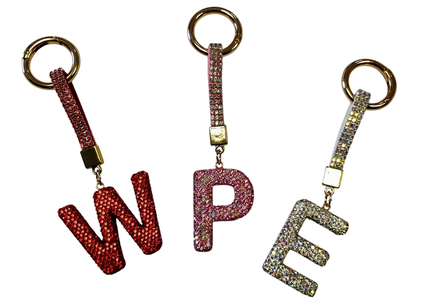 BRELOK LITERKA GLAMOUR CYRKONIE LITERA INICJAŁY MIX KOLORY 14CM E2777 EMAJ