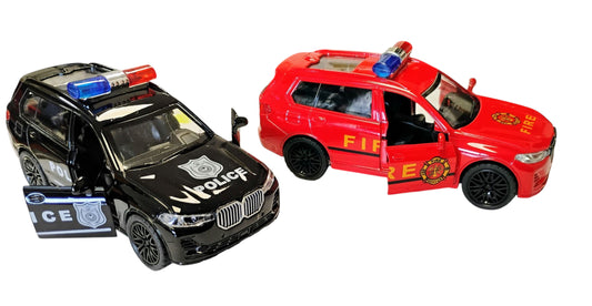 AUTO METAL 12CM POLICJA STRAŻ AMBULANS PULL-BACK DŹWIĘK,SWIATŁA E2521 EMAJ