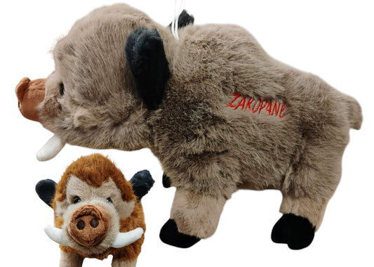 MASKOTKA PLUSZOWY DZIK 23CM 2 KOLORY NAPISY DO WYBORU PAMIĄTKA E2675 EMAJ