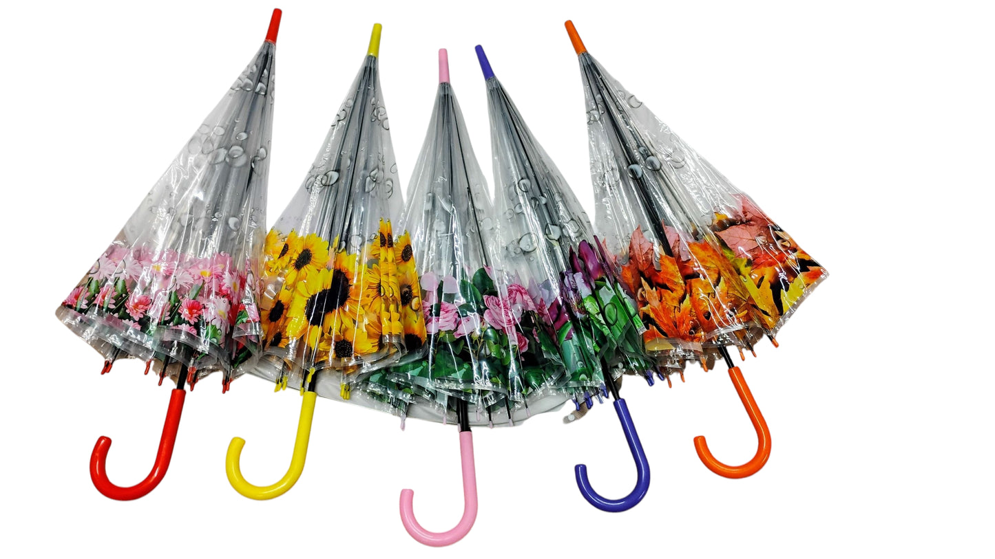 PARASOLKA PRZECIWDESZCZOWA KOLOROWA Z MOTYWEM KWIATY LIŚCIE ŚREDNICA 85CM E2025 EMAJ