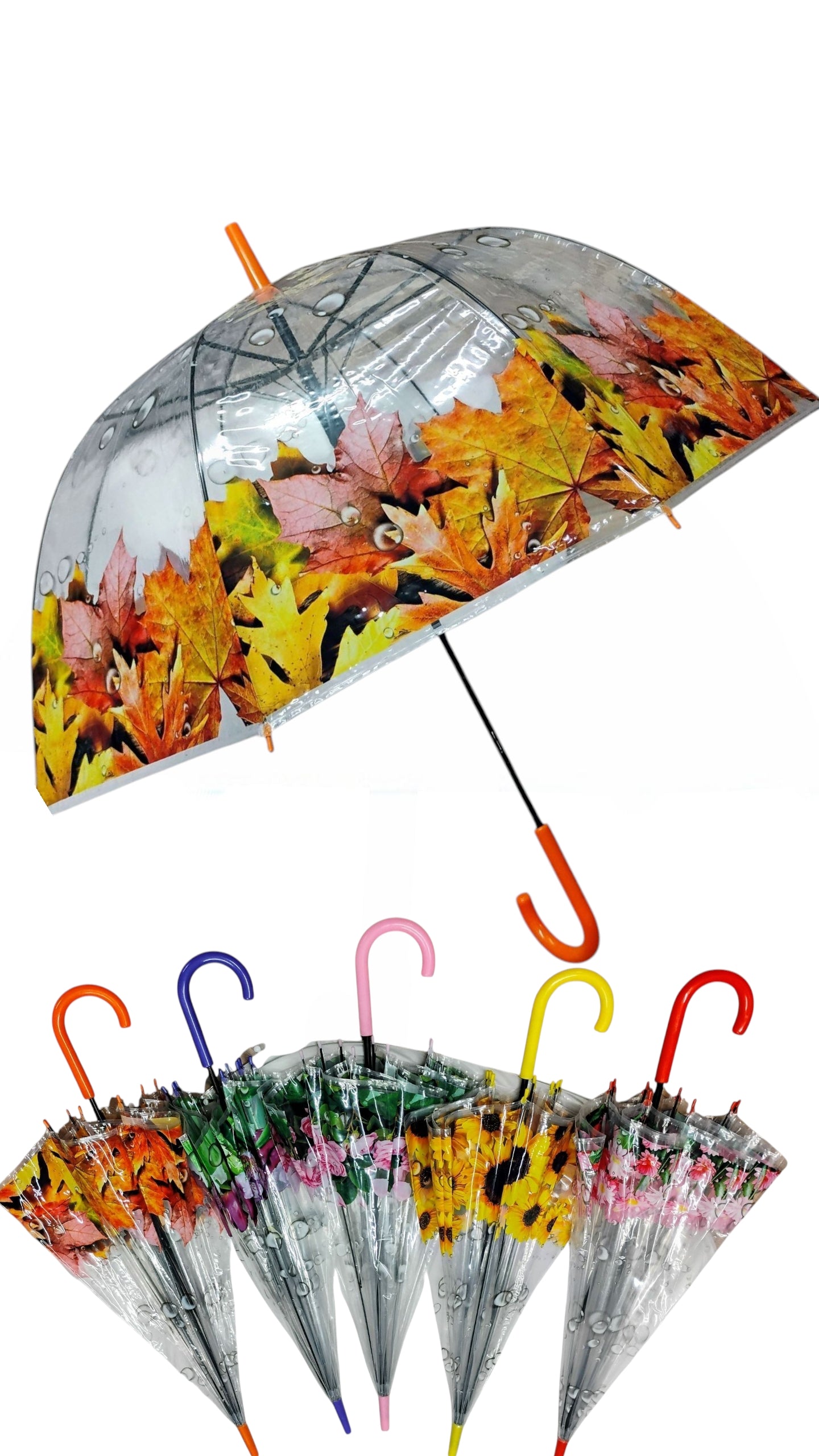 PARASOLKA PRZECIWDESZCZOWA KOLOROWA Z MOTYWEM KWIATY LIŚCIE ŚREDNICA 85CM E2025 EMAJ