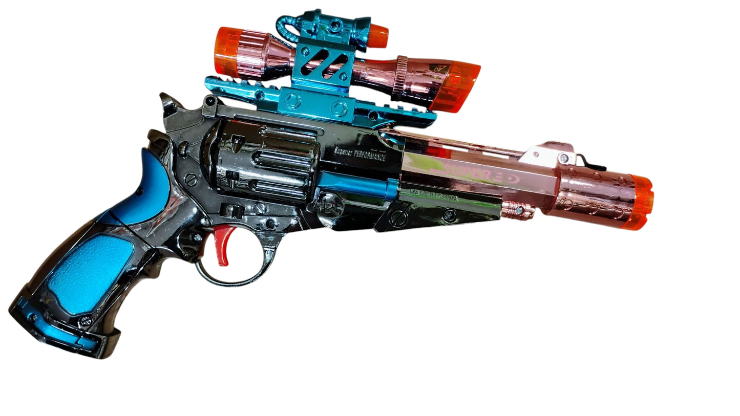REWOLWER ZABAWKA MEGA PISTOLET Z EFEKTEM PARY WODNEJ DYMU 27CM E2615 EMAJ