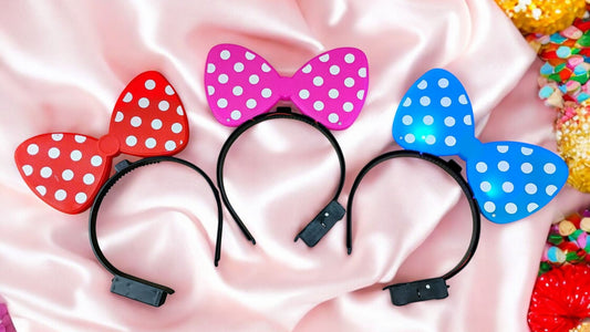 OPASKA LED KOKARDKA MYSZKA W GROSZKI ŚWIECĄCA 3 KOLORY DO WYBORU E0158 EMAJ