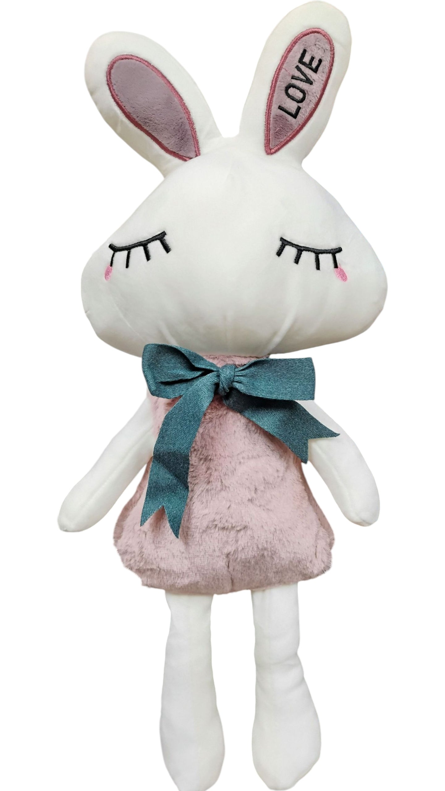 MASKOTKA PANI KRÓLIK LOVE W FUTERKU ZAMKNIĘTE OCZKA 45CM KOKARDA E2226 EMAJ