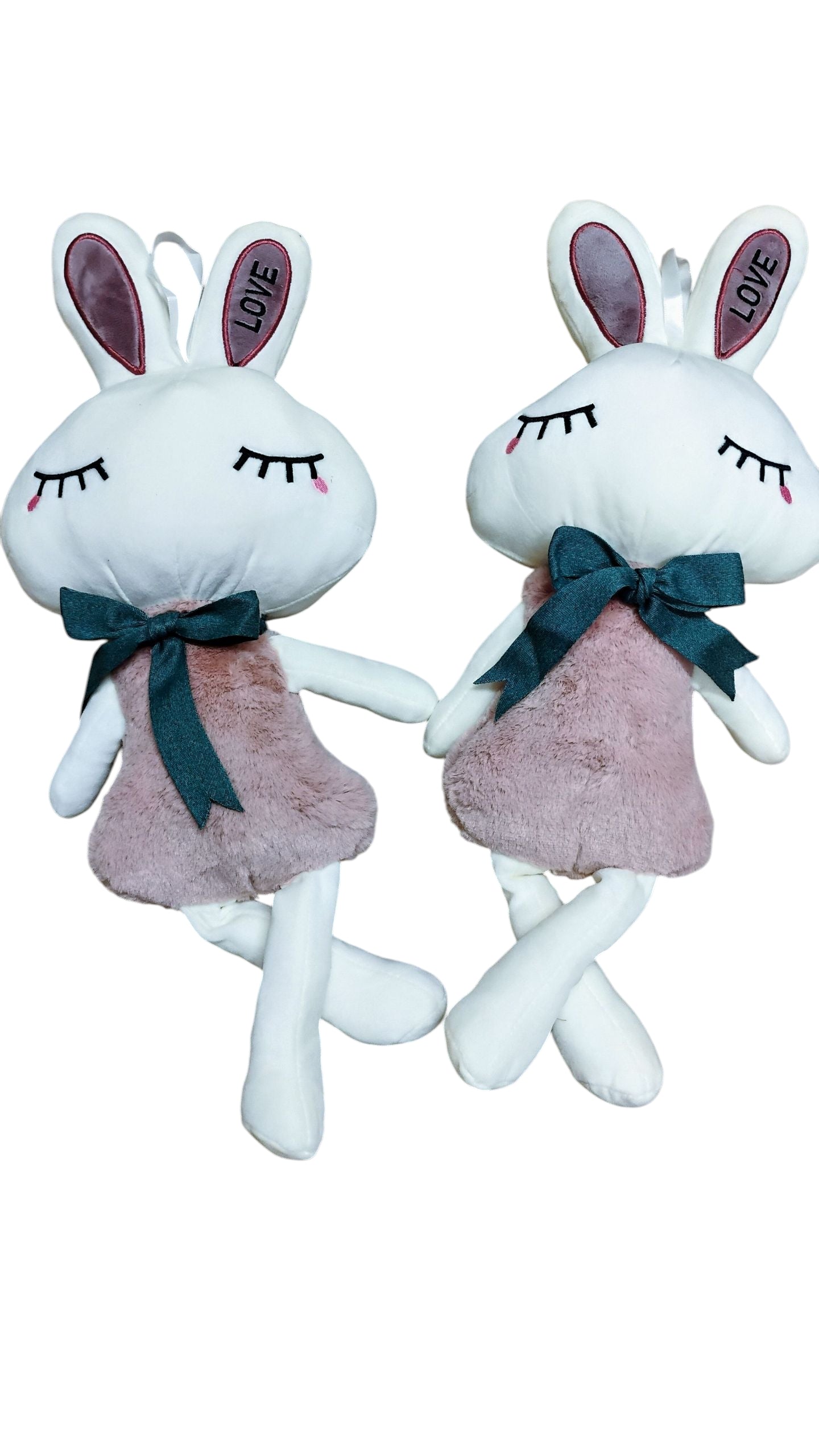 MASKOTKA PANI KRÓLIK LOVE W FUTERKU ZAMKNIĘTE OCZKA 45CM KOKARDA E2226 EMAJ