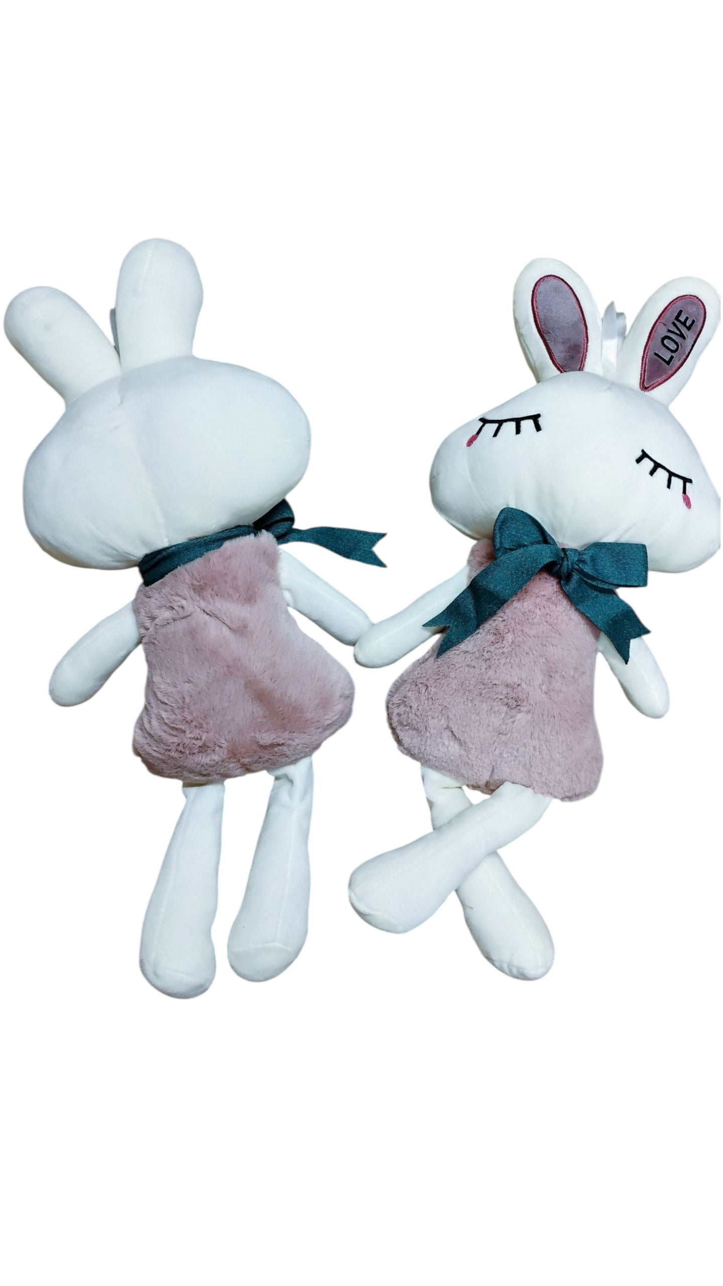 MASKOTKA PANI KRÓLIK LOVE W FUTERKU ZAMKNIĘTE OCZKA 45CM KOKARDA E2226 EMAJ
