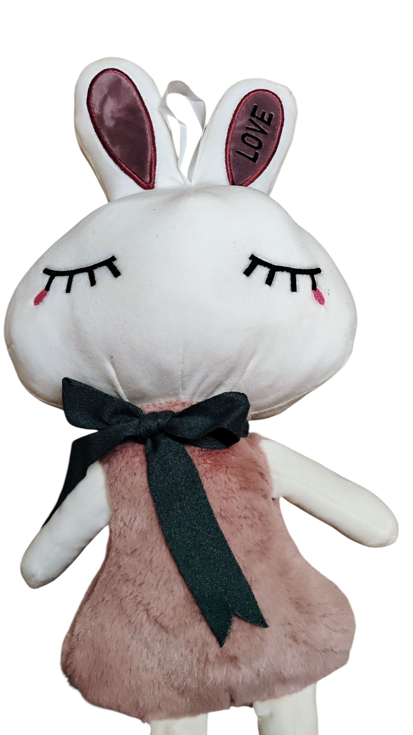 MASKOTKA PANI KRÓLIK LOVE W FUTERKU ZAMKNIĘTE OCZKA 45CM KOKARDA E2226 EMAJ