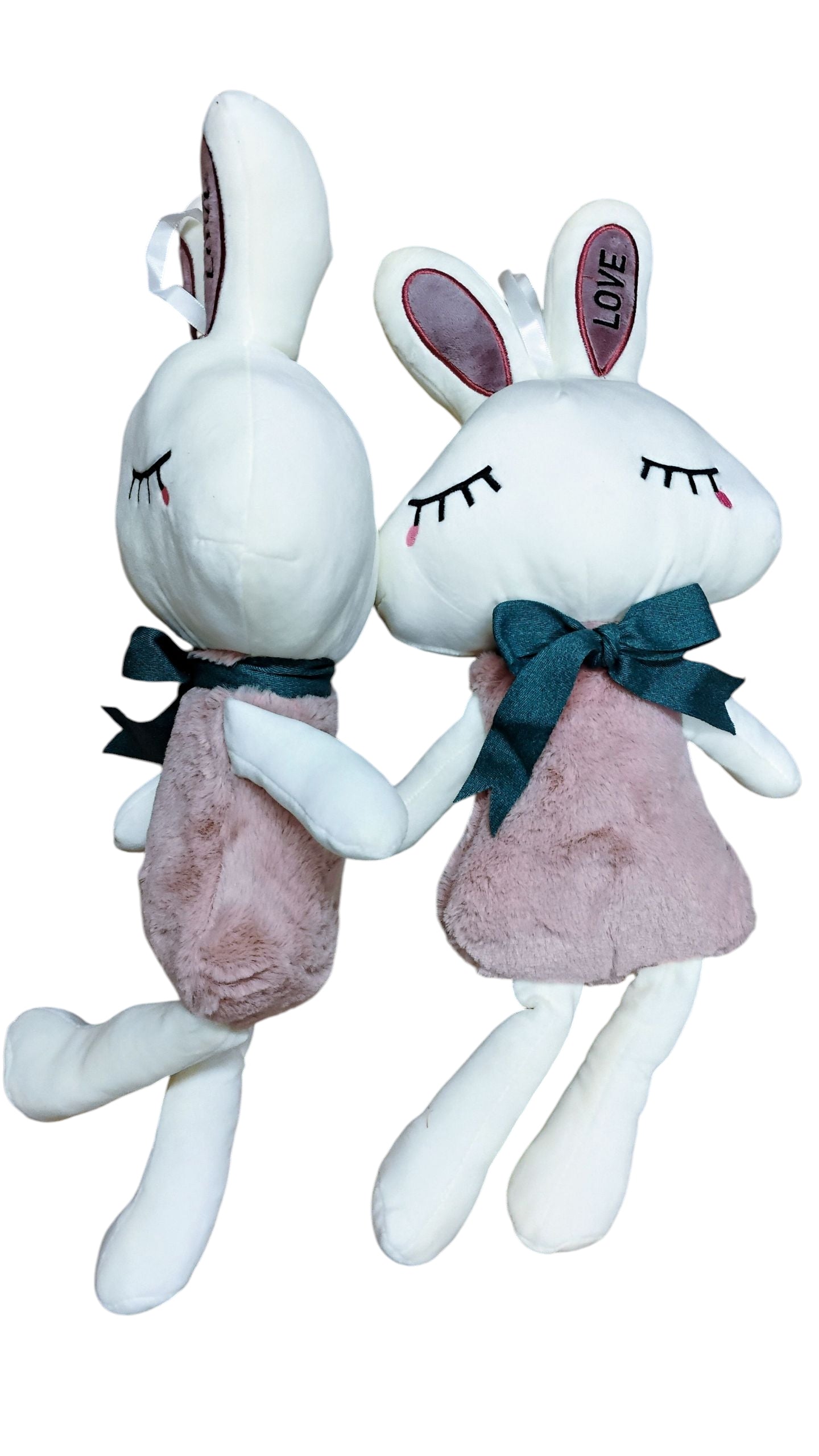 MASKOTKA PANI KRÓLIK LOVE W FUTERKU ZAMKNIĘTE OCZKA 45CM KOKARDA E2226 EMAJ