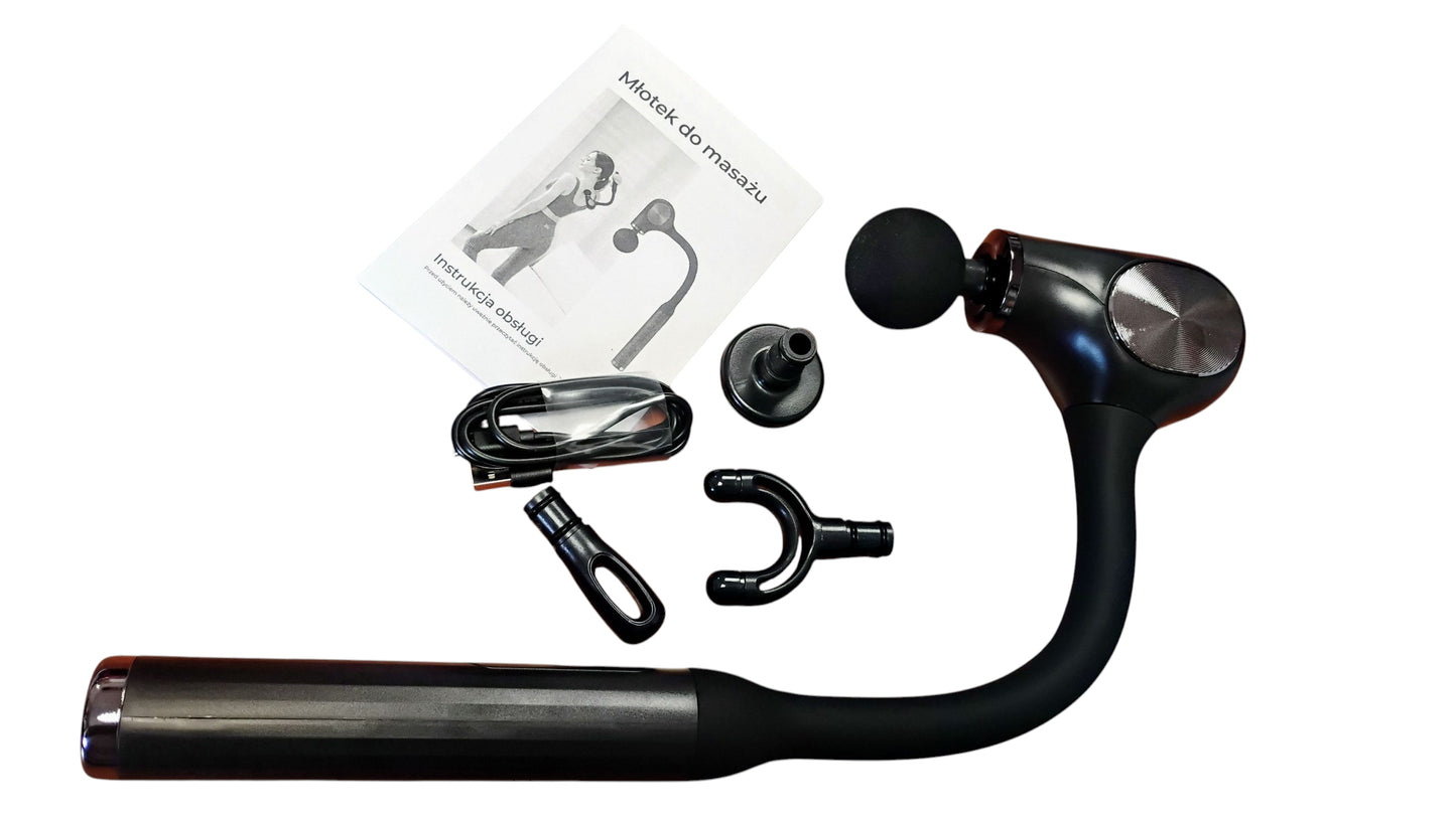 MASAŻER PISTOLETOWY MDHL MASAŻ MIĘŚNI 5 PRĘDKOŚCI 4 GŁOWICE E2570 EMAJ