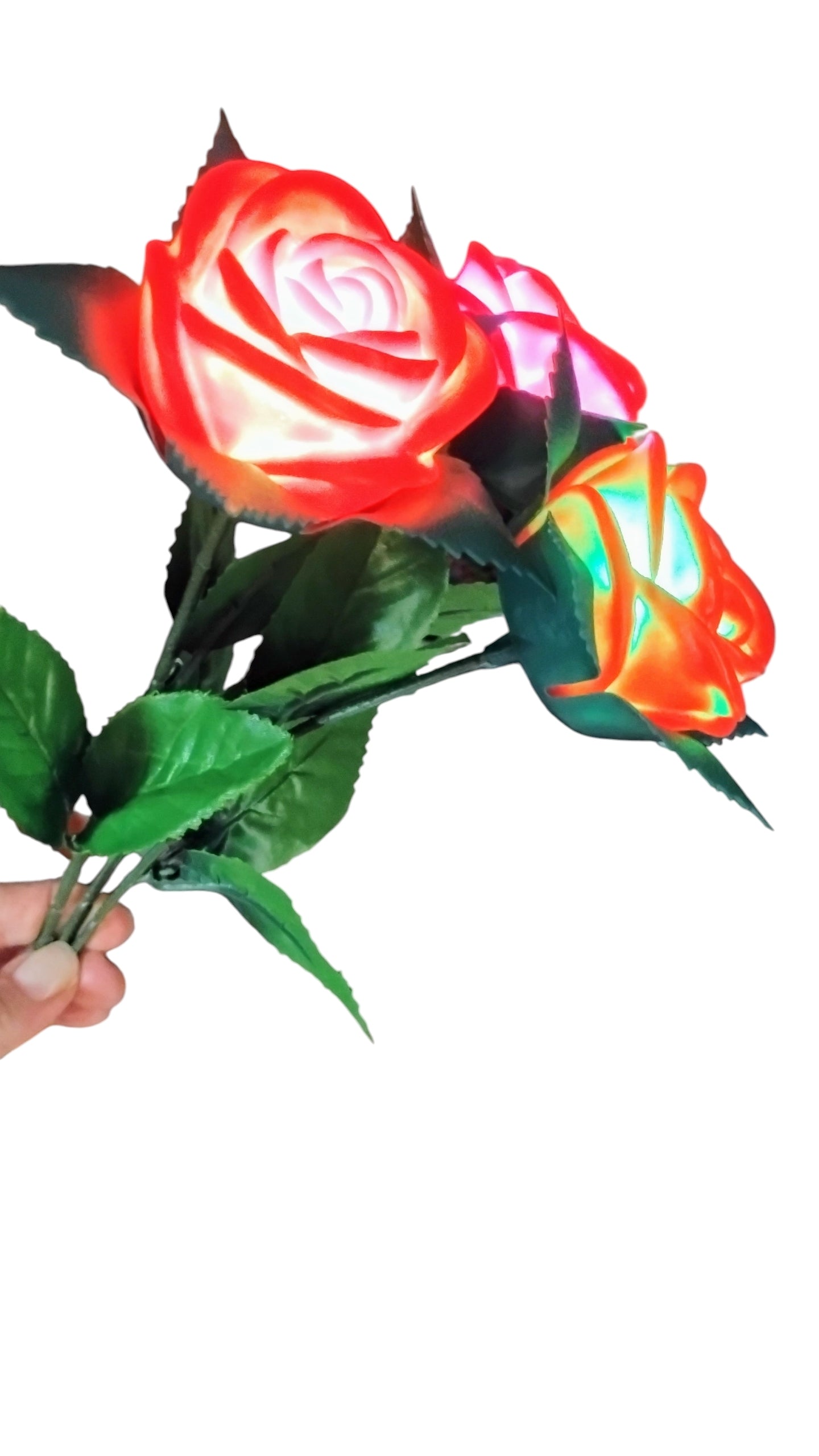 ŚWIECĄCA RÓŻA 36CM ZMIENNY KOLOR LED NA WALENTYNKI I DZIEŃ KOBIET E0276 EMAJ