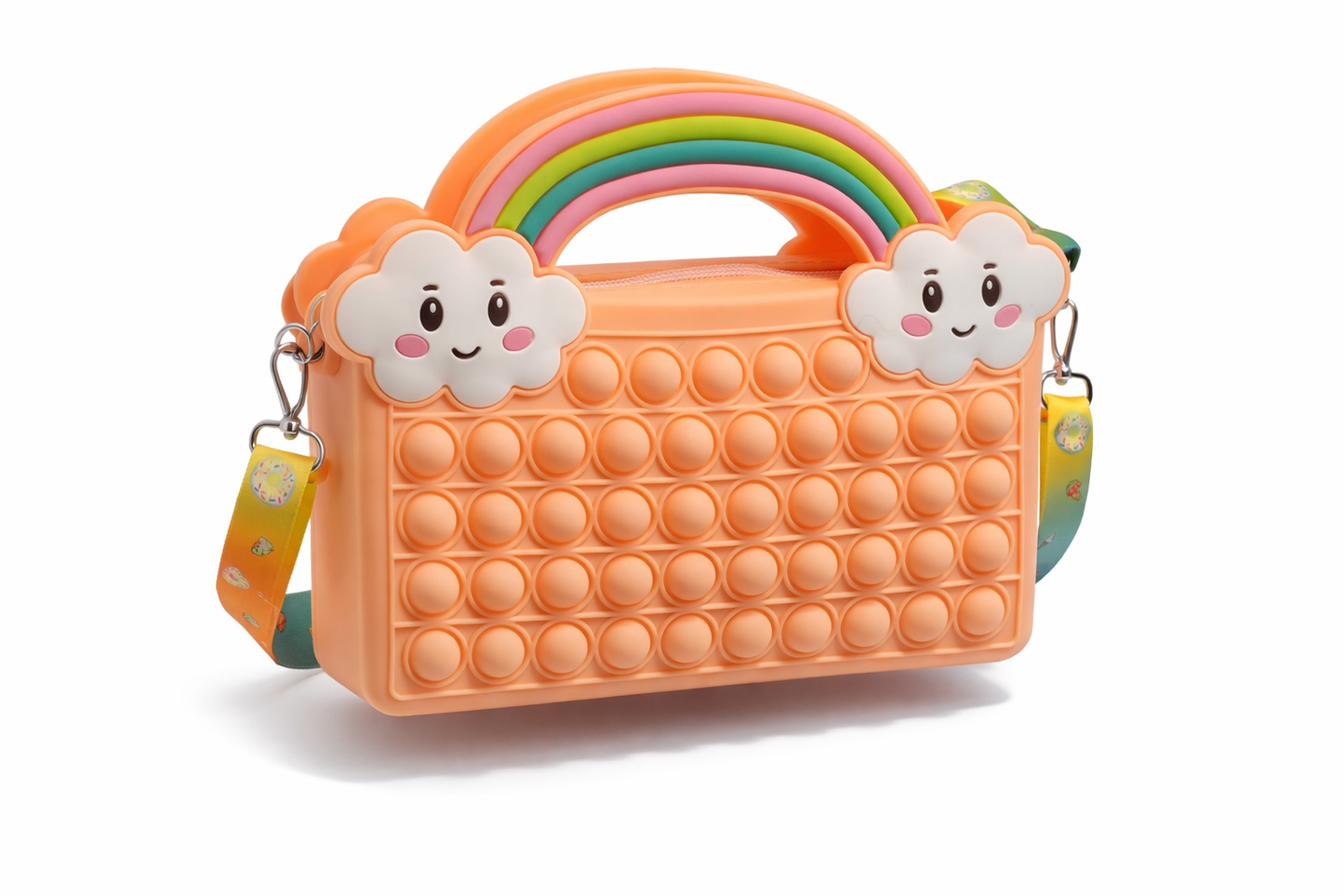 TOREBKA PIÓRNIK KOSMETYCZKA POP-IT TĘCZA Z CHMURKĄ SUWAK 21CM E1345 EMAJ