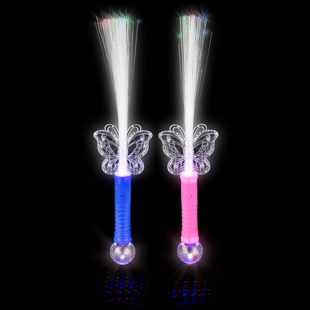 MAGICZNA RÓŻDŻKA LED MOTYLEK  ŚWIECĄCA ZABAWKA 2 KOLORY KULA DISCO 40CM E2091 EMAJ