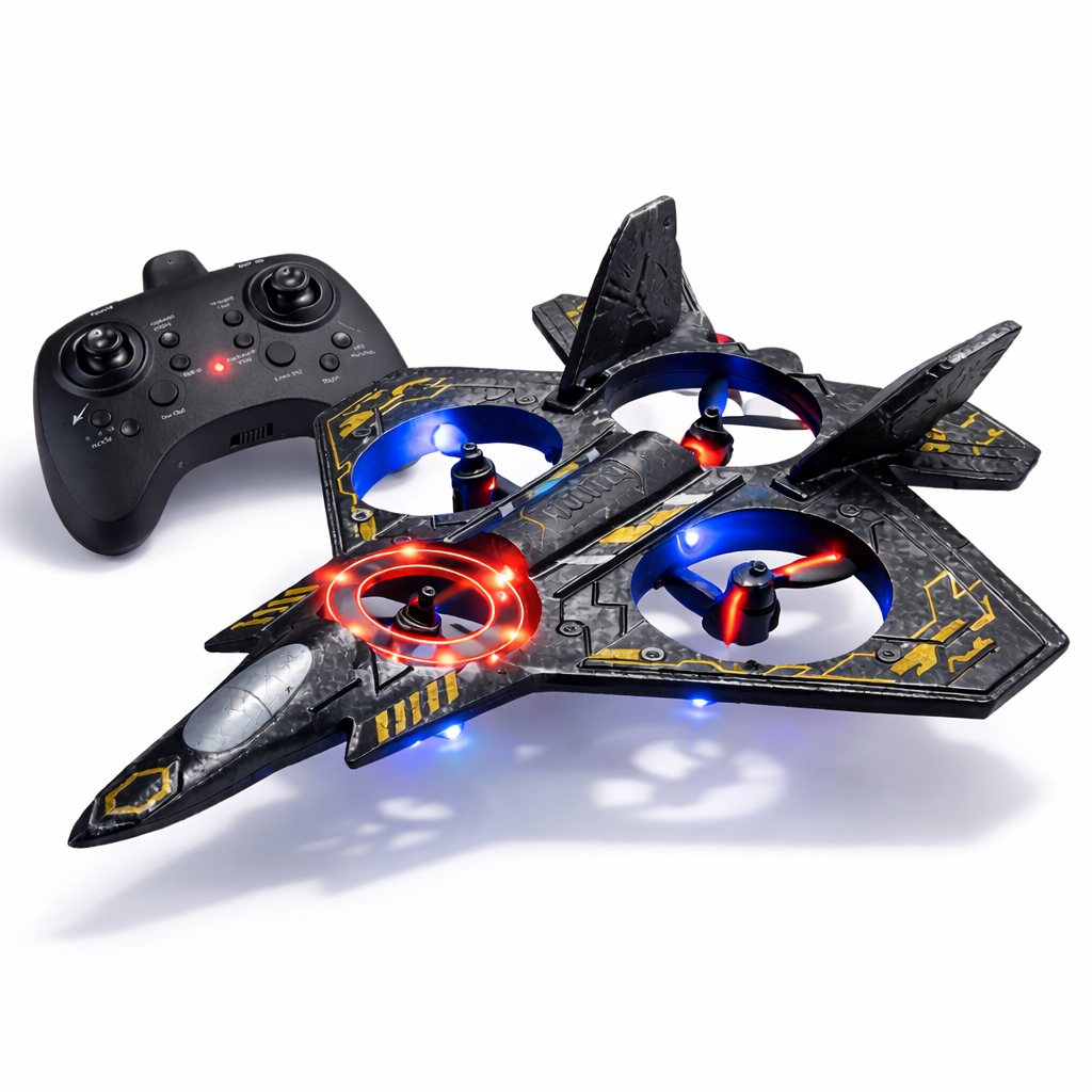 DRON MYŚLIWIEC X24 LED RC SAMOLOT 360° USB PILOT+ AKCESORIA 25CM E2508 EMAJ