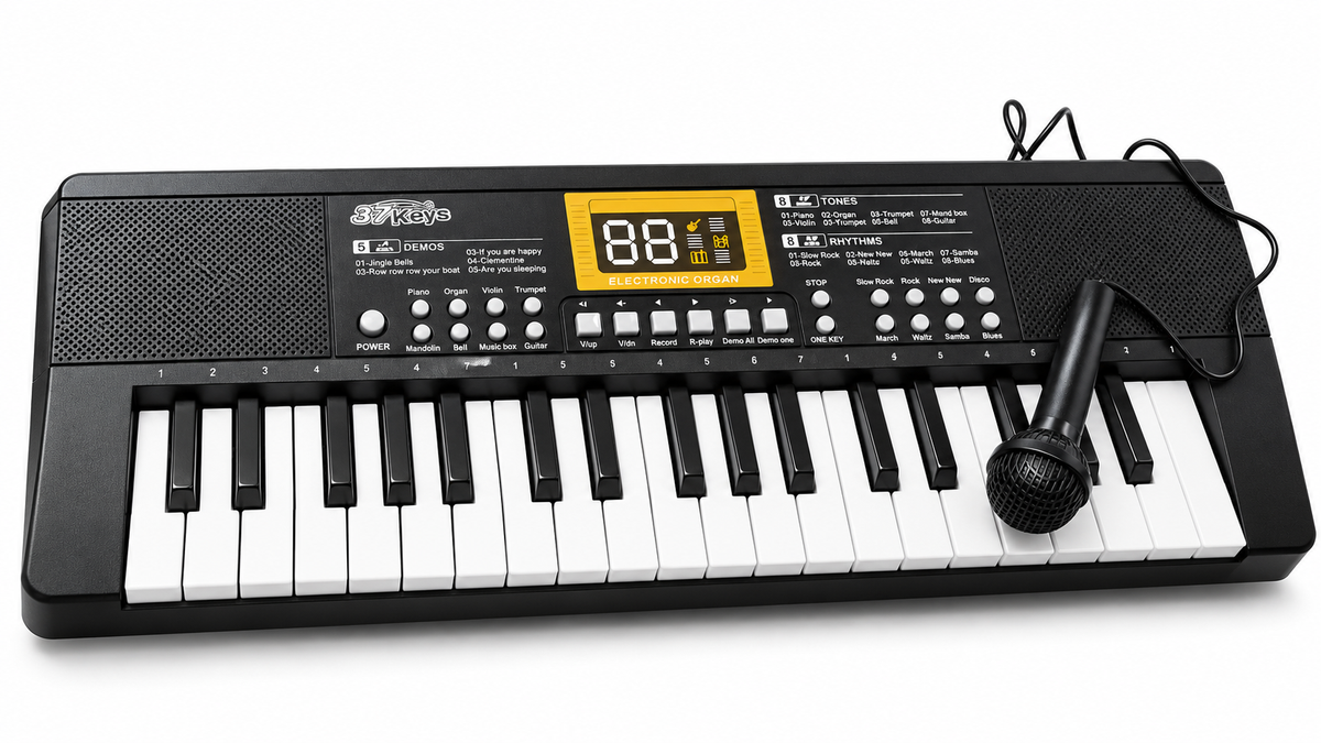 KEYBOARD DLA DZIECI 37 KLAWISZY ZABAWKA PIANINKO MIKROFON USB E2803 EMAJ