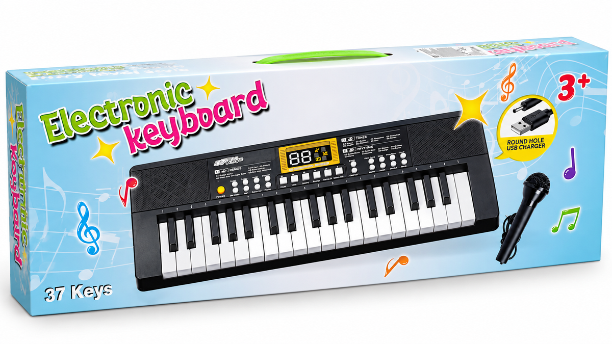 KEYBOARD DLA DZIECI 37 KLAWISZY ZABAWKA PIANINKO MIKROFON USB E2803 EMAJ