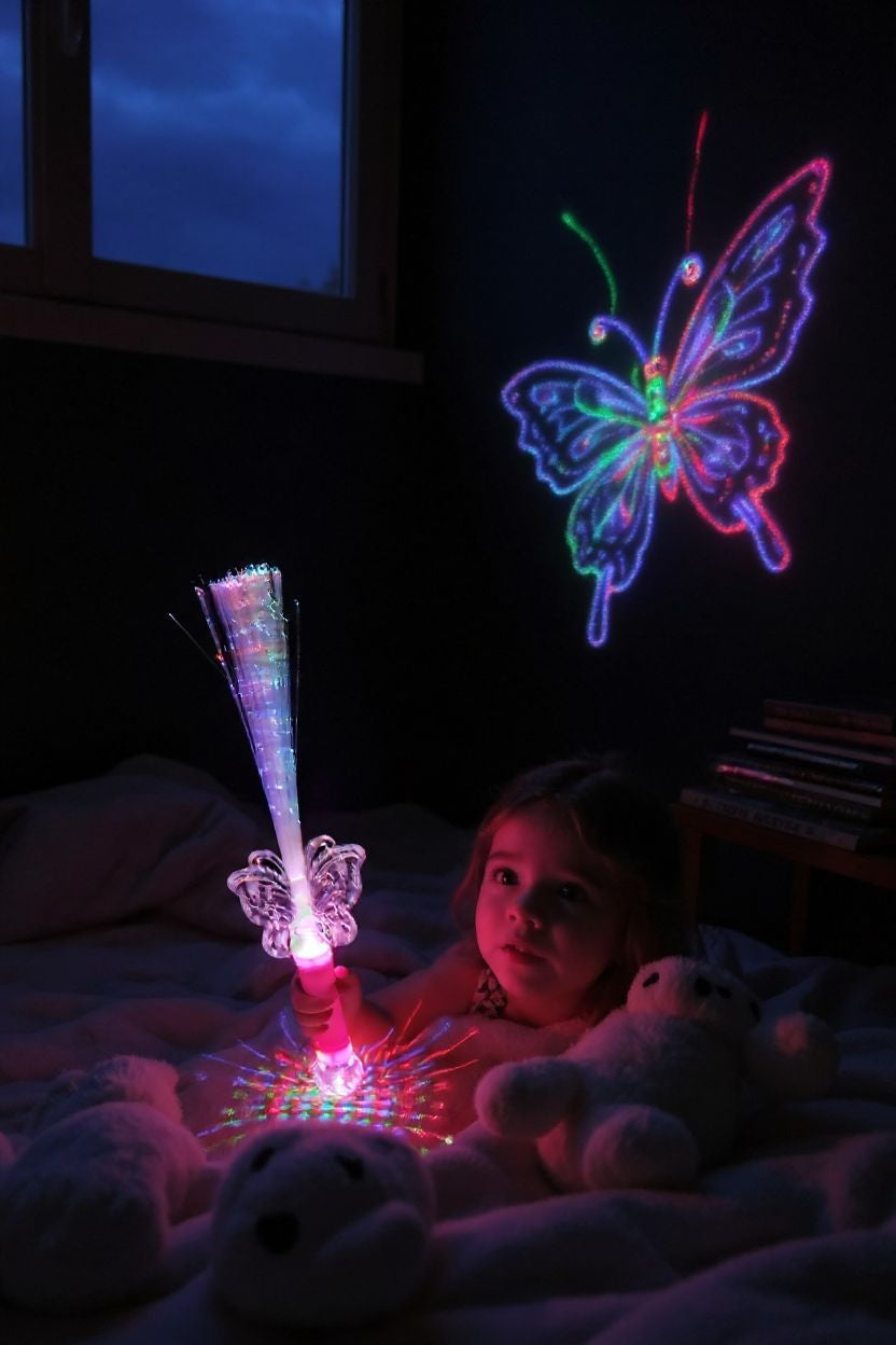 MAGICZNA RÓŻDŻKA LED MOTYLEK  ŚWIECĄCA ZABAWKA 2 KOLORY KULA DISCO 40CM E2091 EMAJ