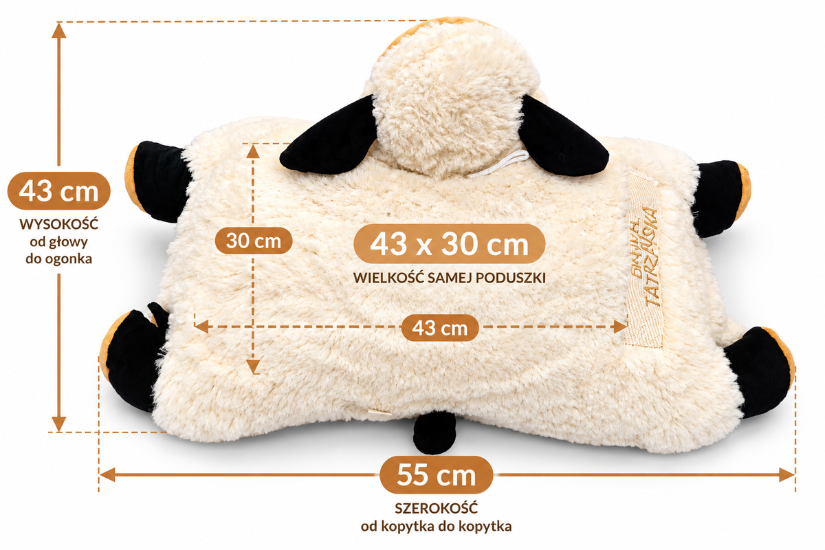 OWCA PODUSZKA MASKOTKA 2w1 NA RZEP BIAŁKA TATRZAŃSKA 55CM E1877 EMAJ