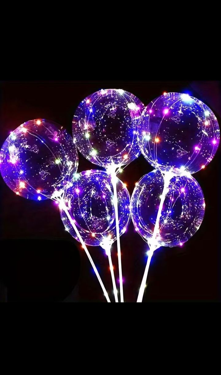 BALON ŚWIECĄCY LED 5 METRÓW ZESTAW 50SZT LED MULTIKOLOR– Balon Ceratka + Patyk + Koszyczek + Rączka E1637 EMAJ