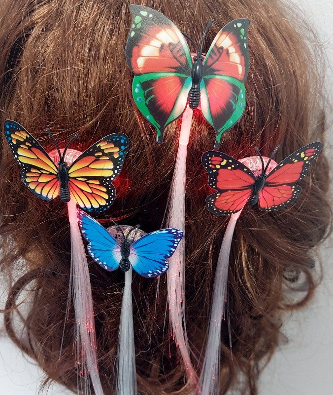 Świecące spinki do włosów Motylki  ŚWIATŁOWODY GADŻETY ŚWIECĄCE E1012 EMAJ